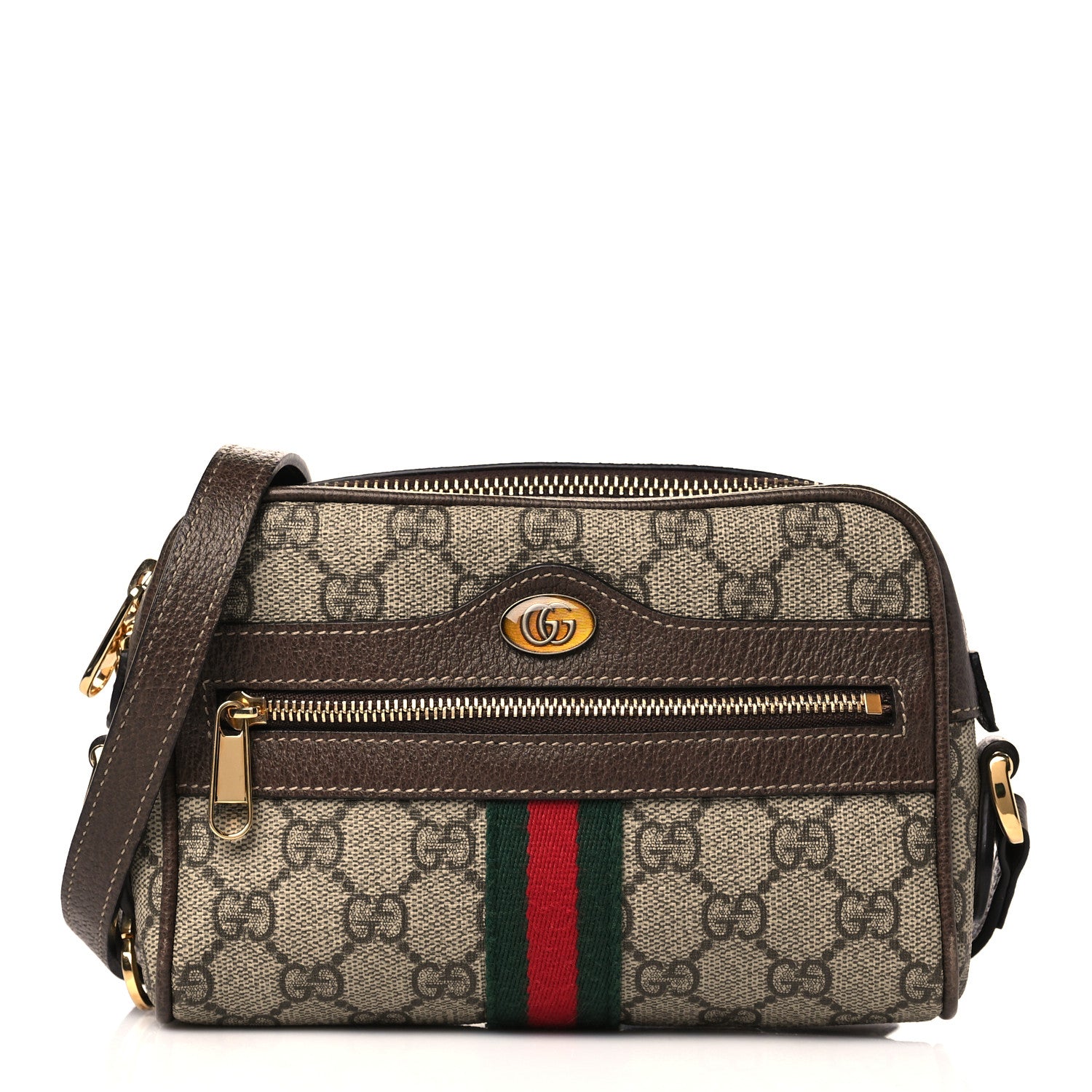 Gucci GG Supreme Monogram Web Mini Ophidia Shoulder Bag Brown 1 of 13