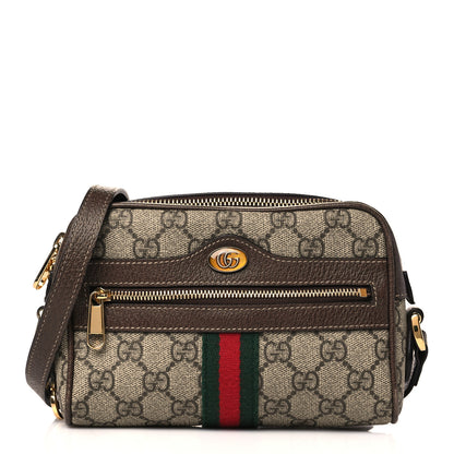 Gucci GG Supreme Monogram Web Mini Ophidia Shoulder Bag Brown 1 of 13