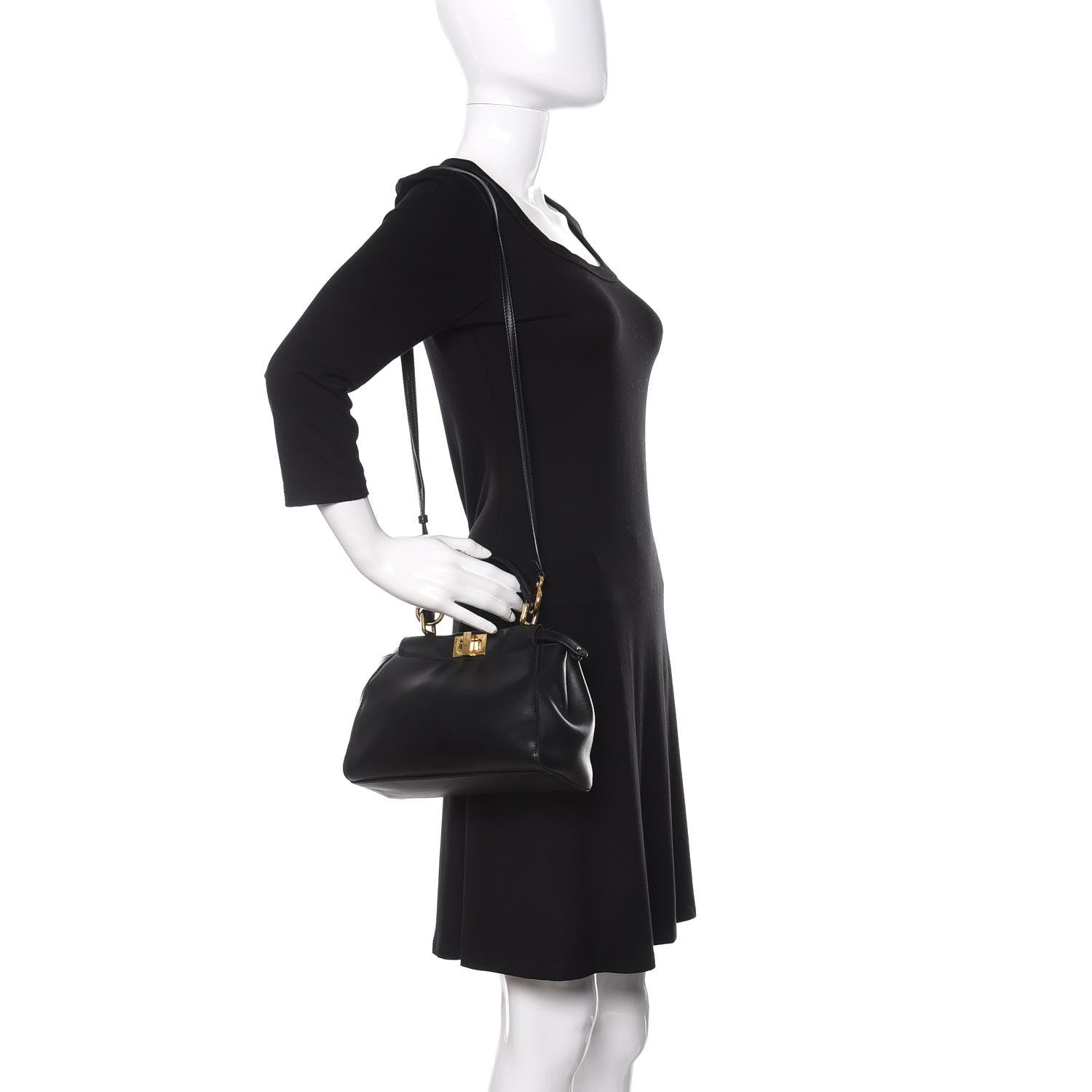 Fendi Nappa Mini Peekaboo Iconic Satchel Black 2 of 9