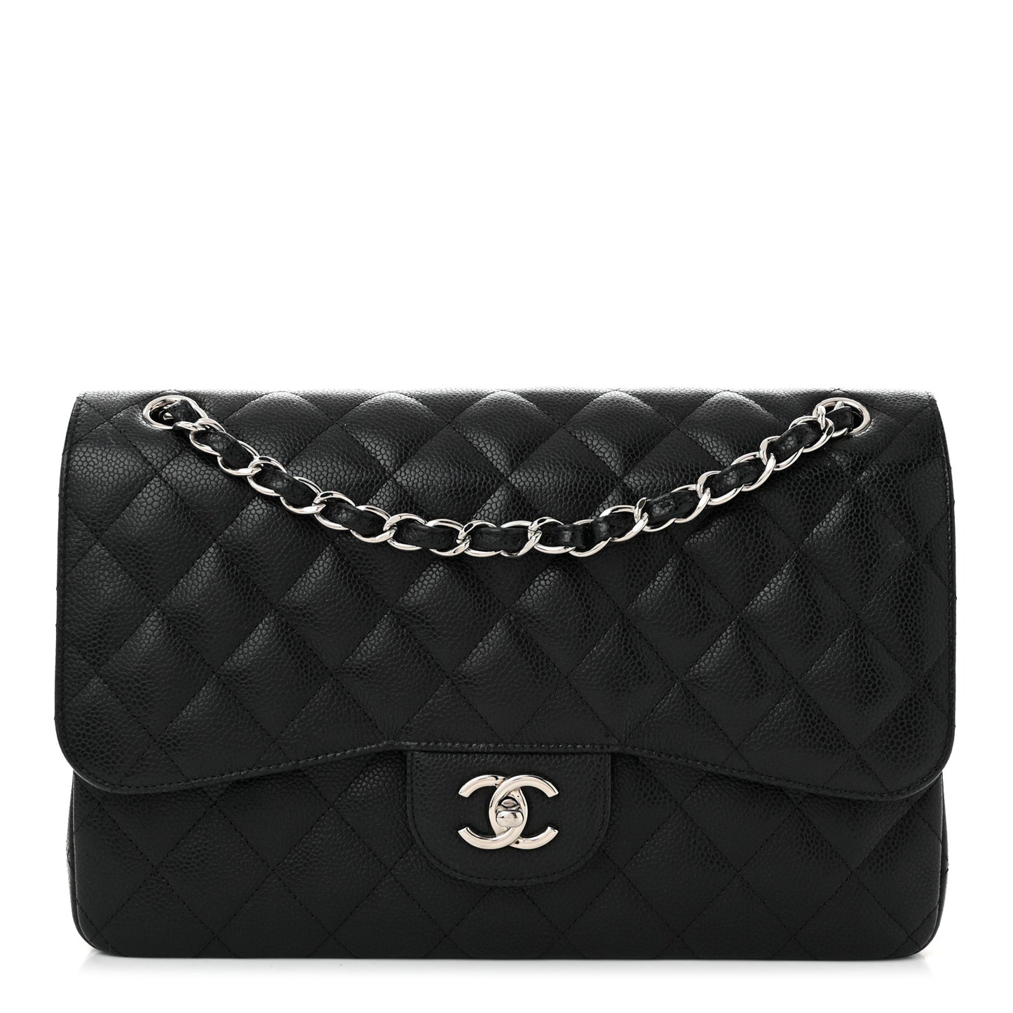 Caviar Quilted Jumbo Double Flap Black