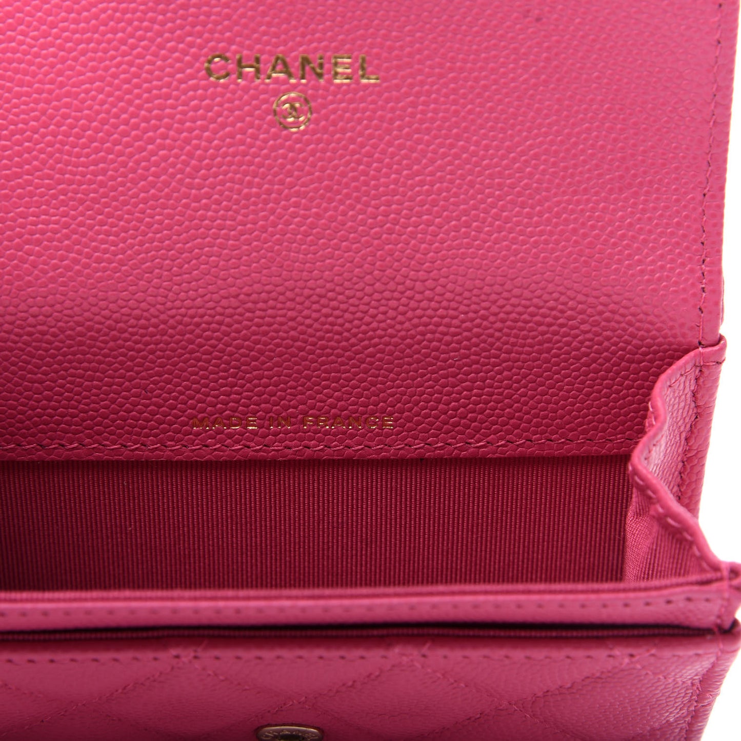 Caviar Quilted Flap Card Holder Wallet Pink
