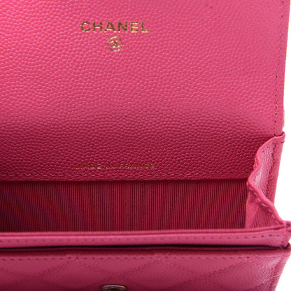 Chanel Caviar Quilted Flap Card Holder Wallet Pink 7 of 9