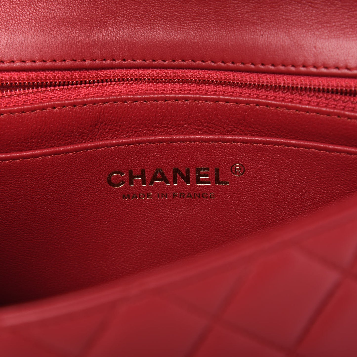 Lambskin Quilted Mini Rectangular Flap Red