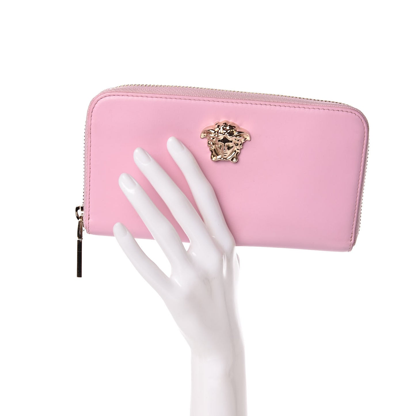 Vitello Palazzo Medusa Zip Around Wallet Pink