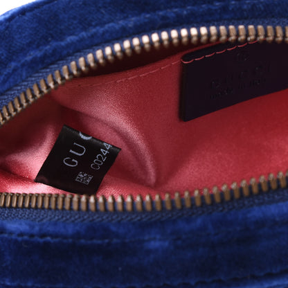 Gucci Velvet Matelasse GG Marmont Belt Bag 85 34 Cobalt Blue 8 of 9