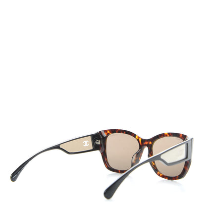 Chanel Acetate 18K White Gold Butterfly Sunglasses 5429 Dark Tortoise 4 of 8