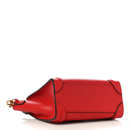 Celine Drummed Calfskin Nano Luggage Red 4 of 10