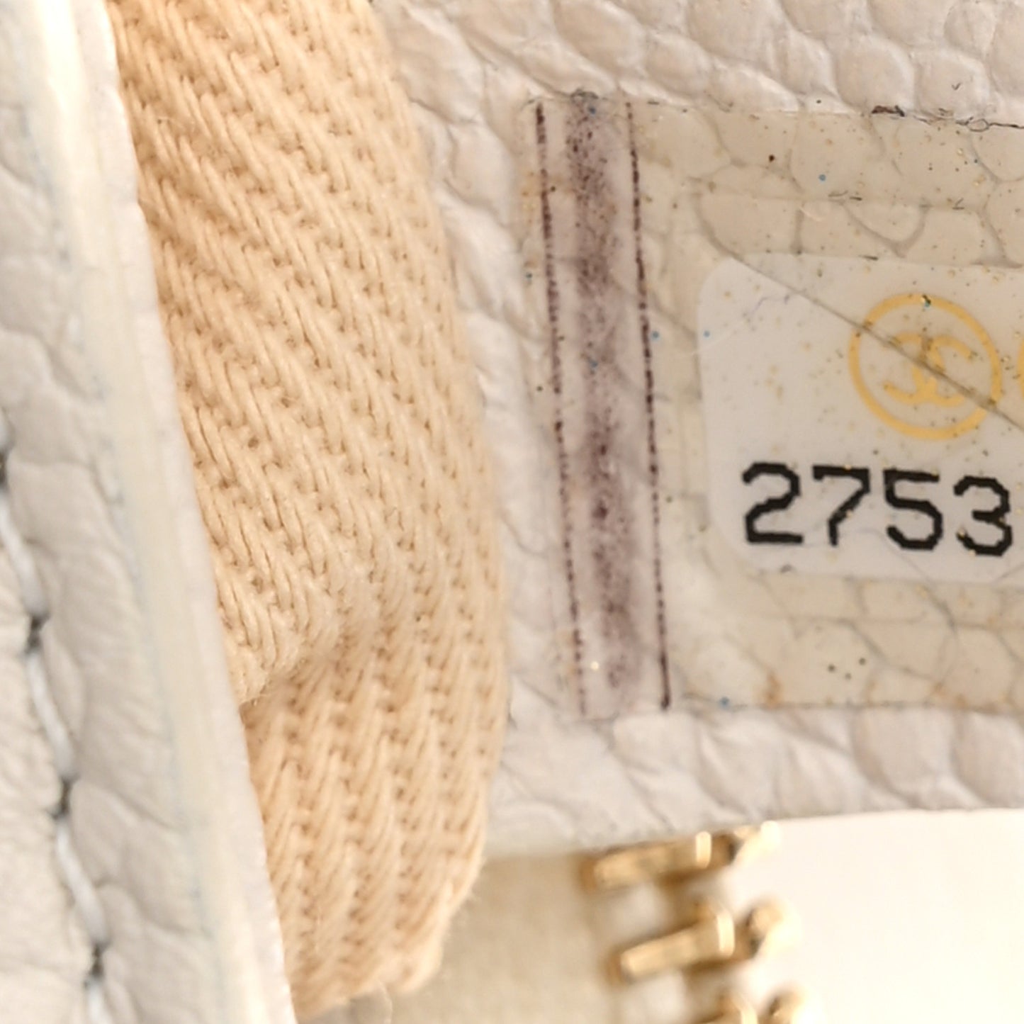 Grained Calfskin Small Stitched Flap White