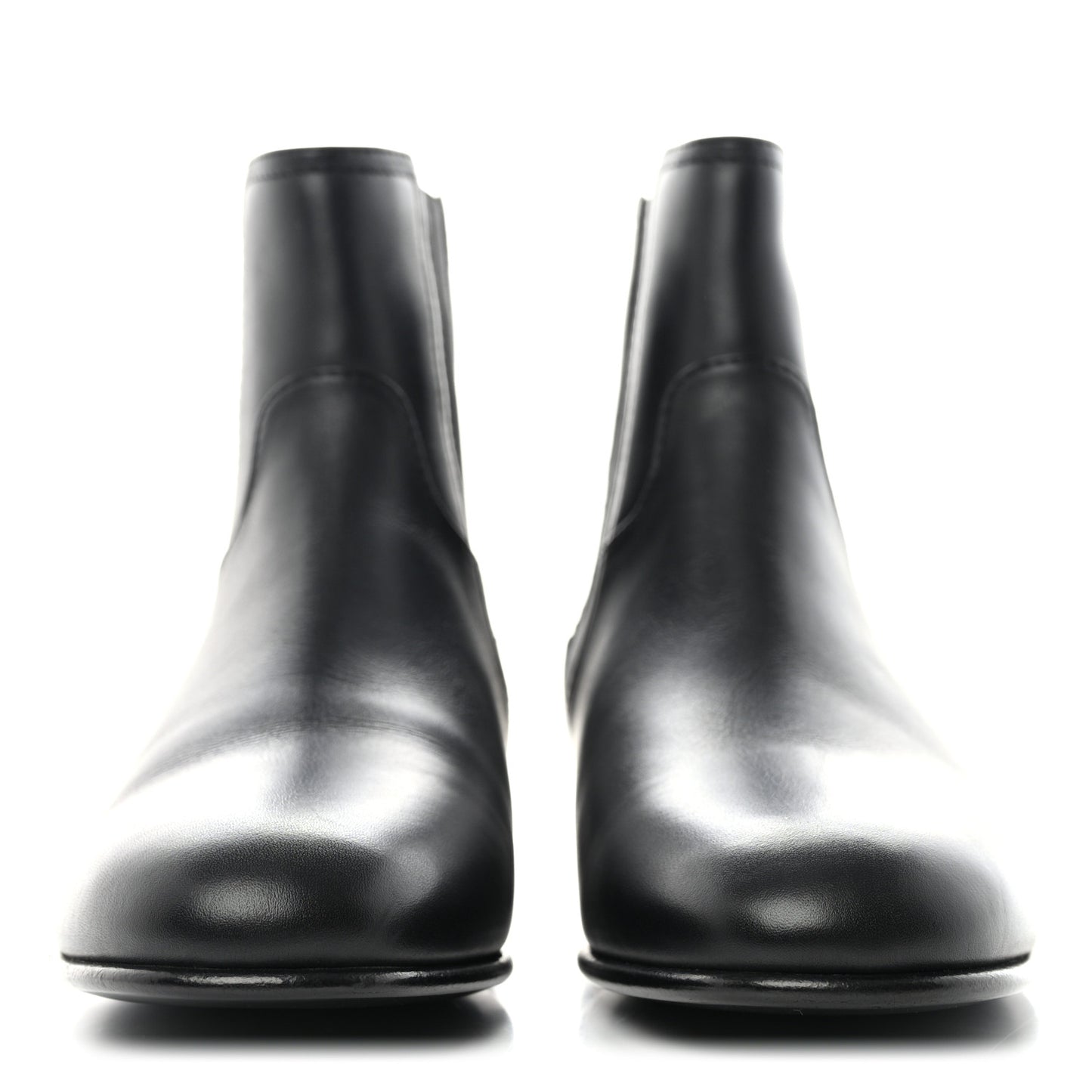 Calfskin Elastic Short Boots 39.5 Black