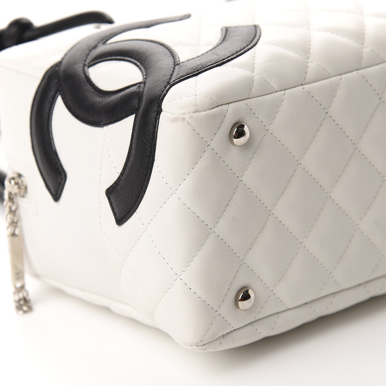 Chanel Calfskin Quilted Large Cambon Bowler White Black 6 of 13