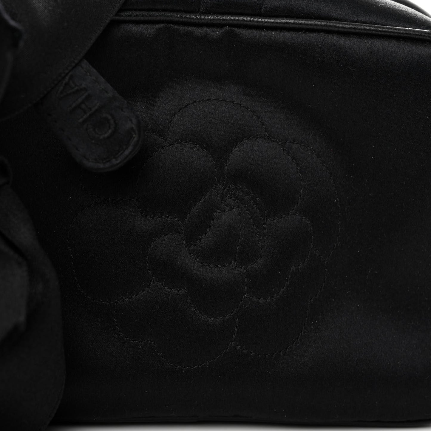 Satin Quilted Camellia Camera Case Black