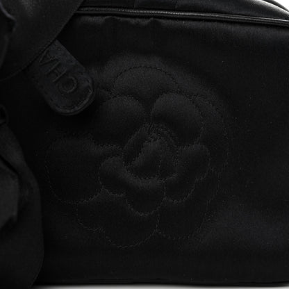 Chanel Satin Quilted Camellia Camera Case Black 16 of 22