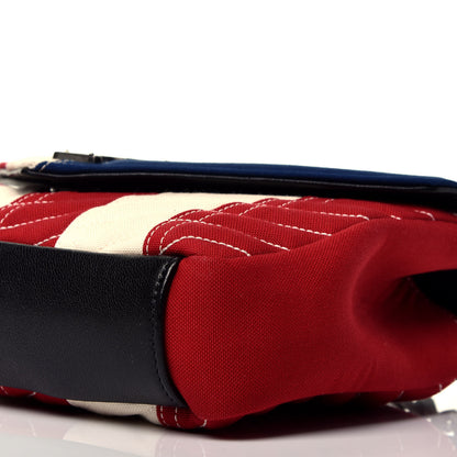 Saint Laurent Canvas Matelasse Chevron American Flag Monogram Medium College Bag Red Blue 10 of 10