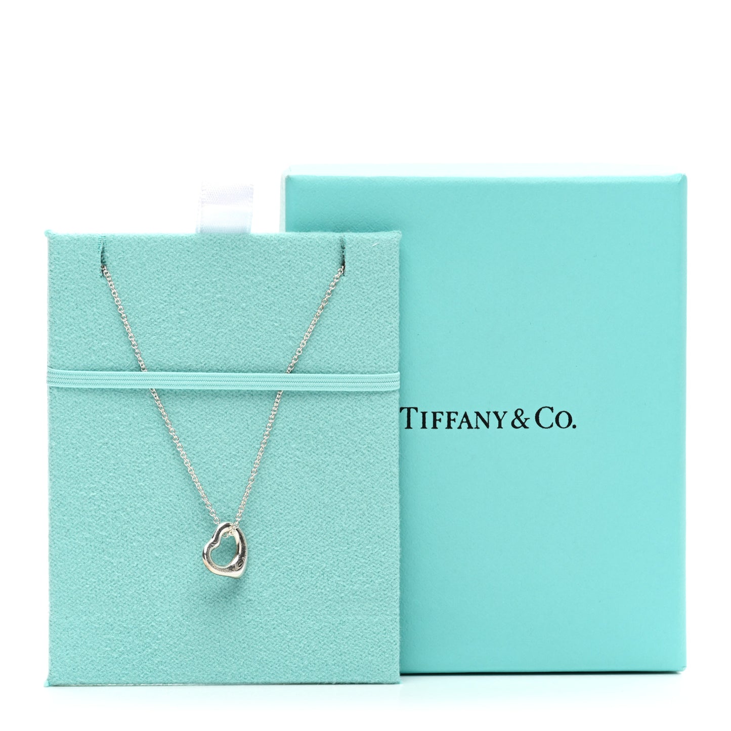 Sterling Silver 11mm Elsa Peretti Open Heart Pendant Necklace
