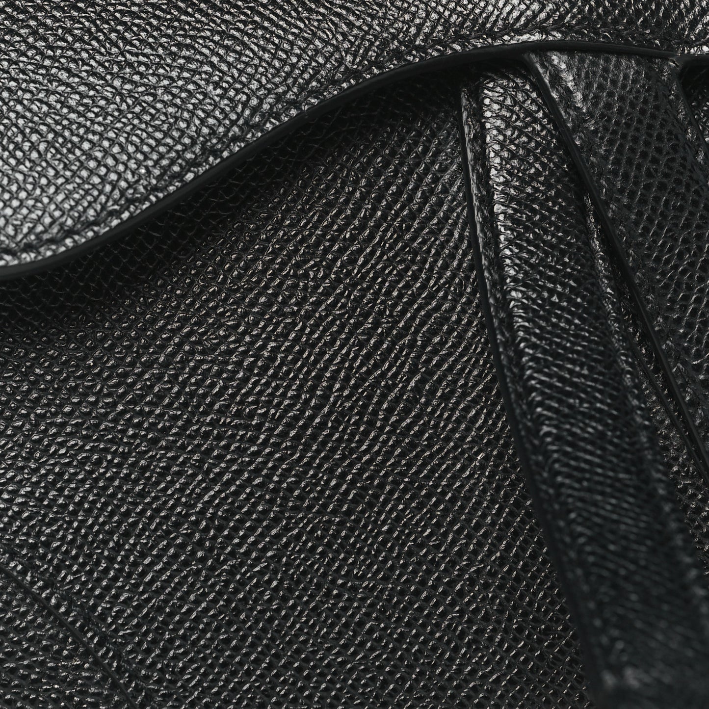 Grained Calfskin Mini Saddle Bag Black