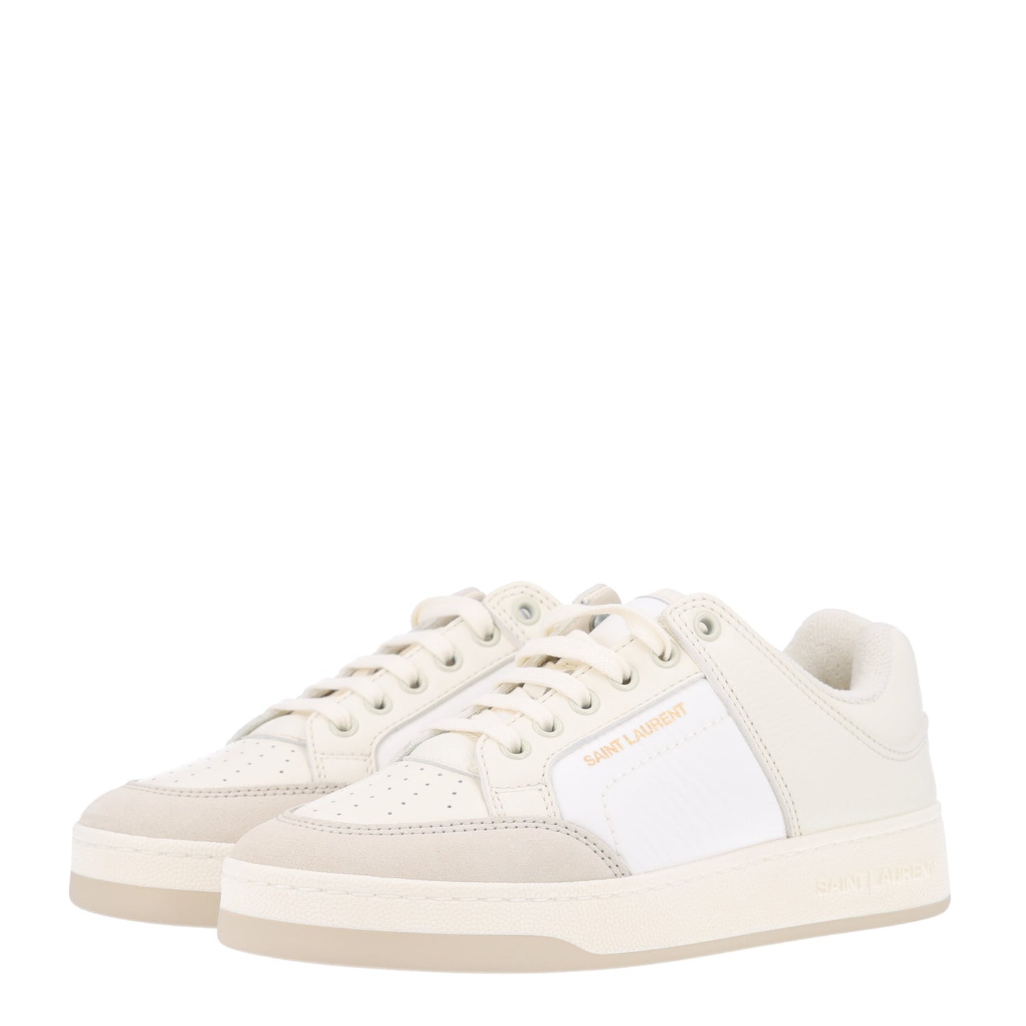 Calfskin Perforated Suede SL61 Sneakers 37.5 Blanc Optique