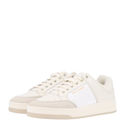 Saint Laurent Calfskin Perforated Suede SL61 Sneakers 37.5 Blanc Optique 3 of 8