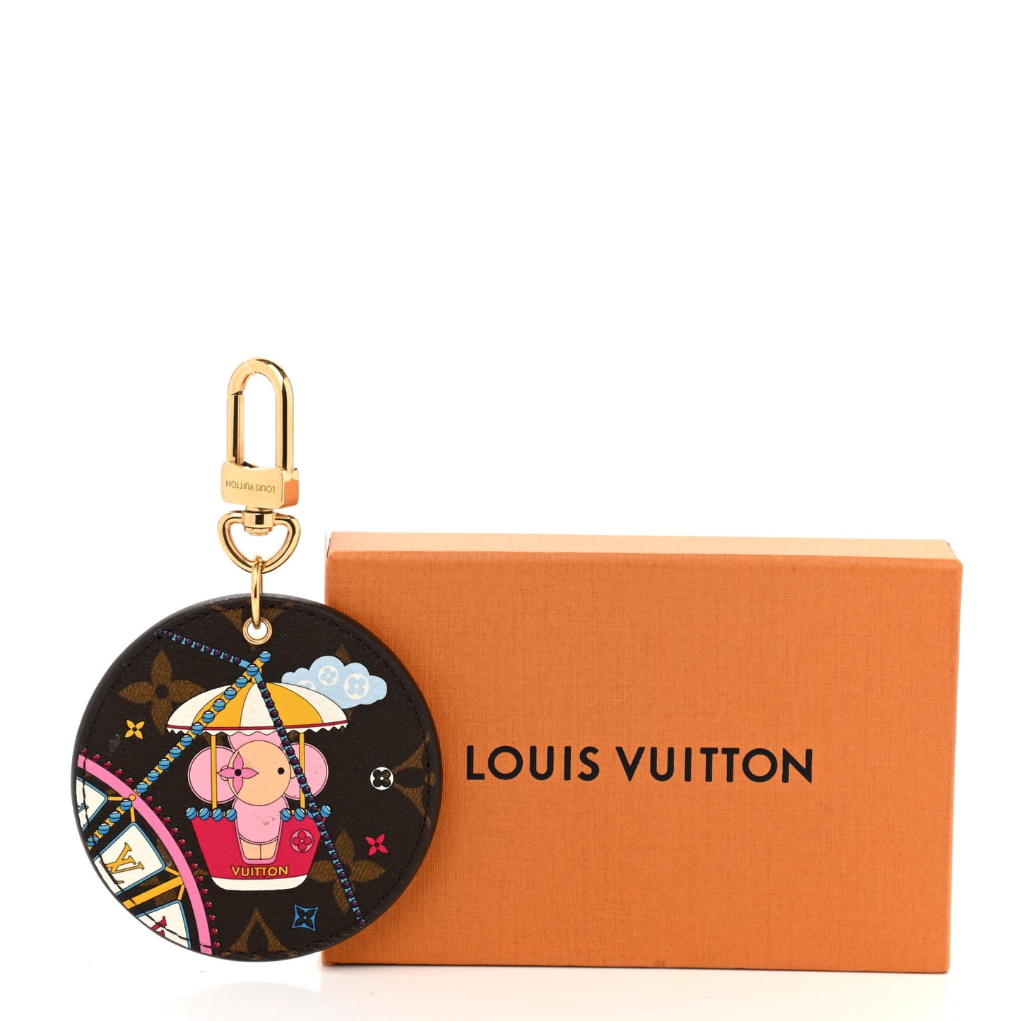 Monogram 2020 Christmas Animation Big Wheel Bag Charm Key Ring Rose Ballerine