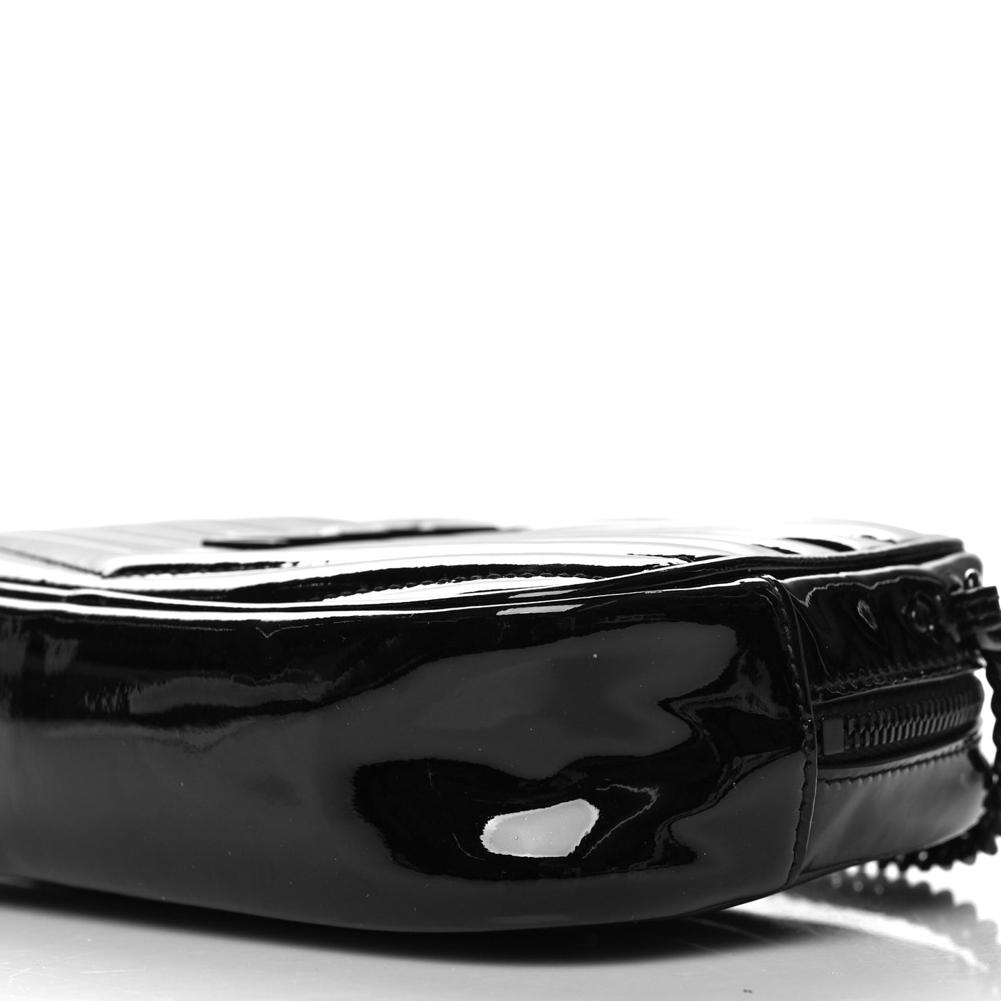 Patent Calfskin Matelasse Monogram Mini Lou Camera Bag Black