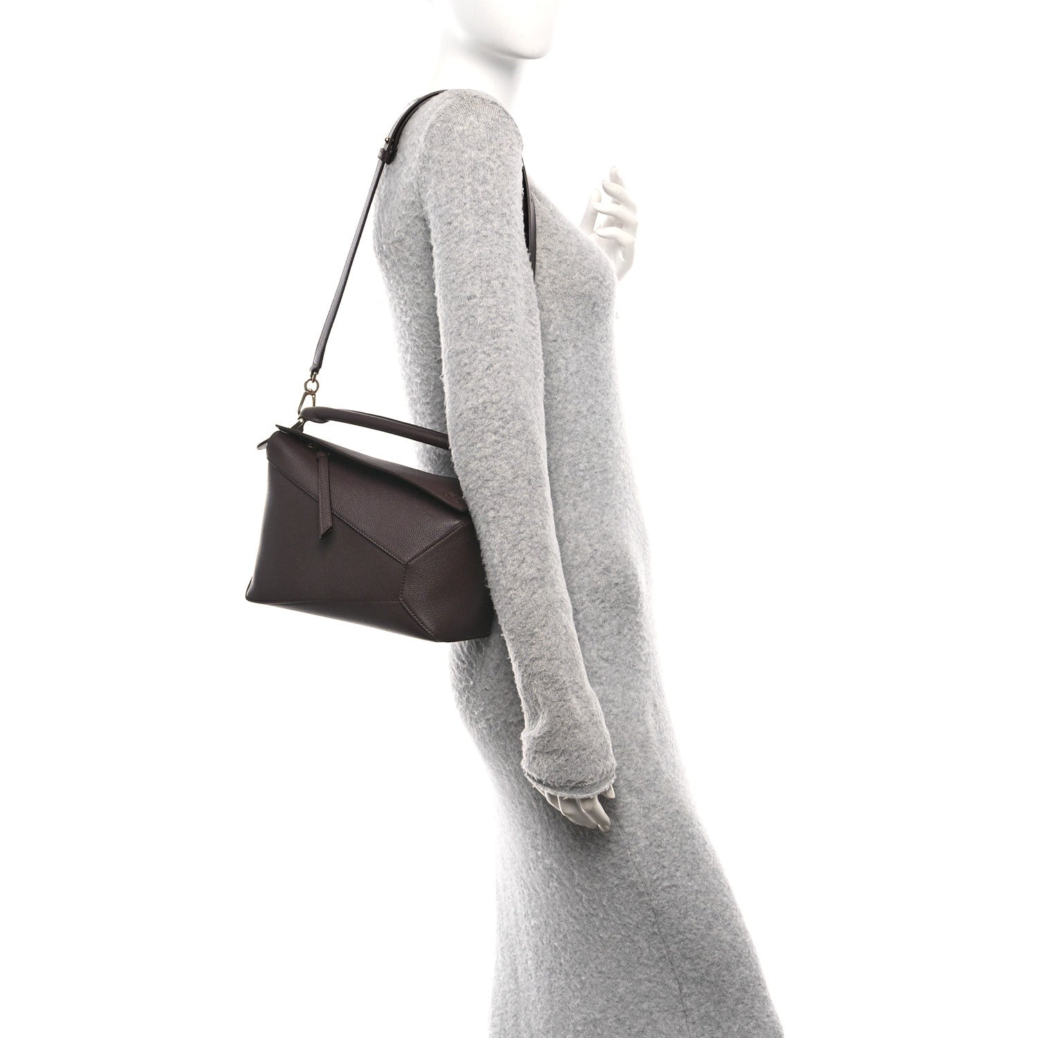 Loewe Soft Grained Calfskin Small Puzzle Edge Bag Dark Chestnut 2 of 11