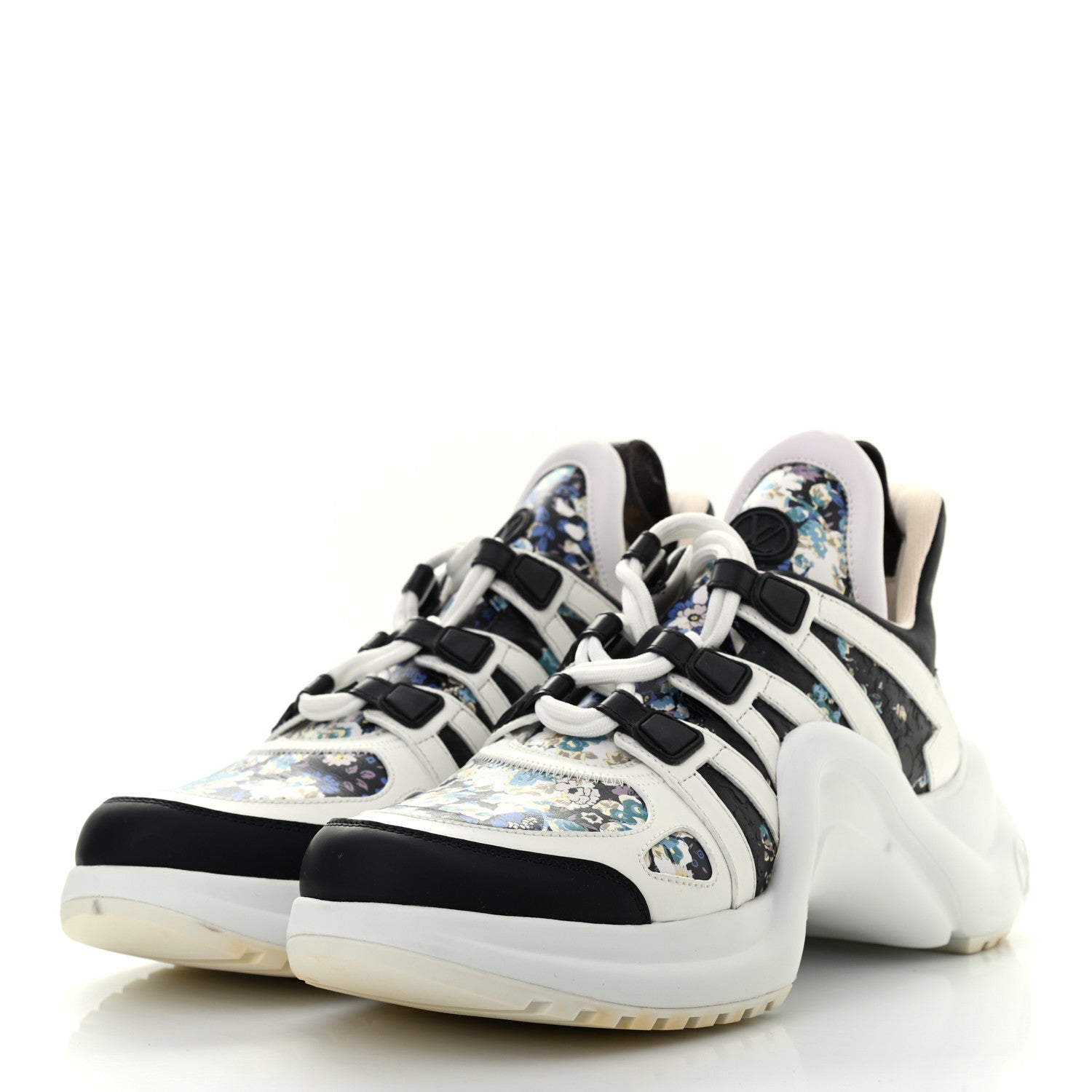 Louis Vuitton Flower Printed Calfskin Monogram LV Archlight Sneakers 39 Black Blue 3 of 10