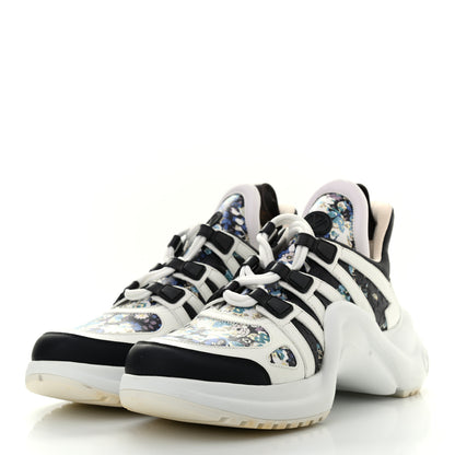 Louis Vuitton Flower Printed Calfskin Monogram LV Archlight Sneakers 39 Black Blue 3 of 10