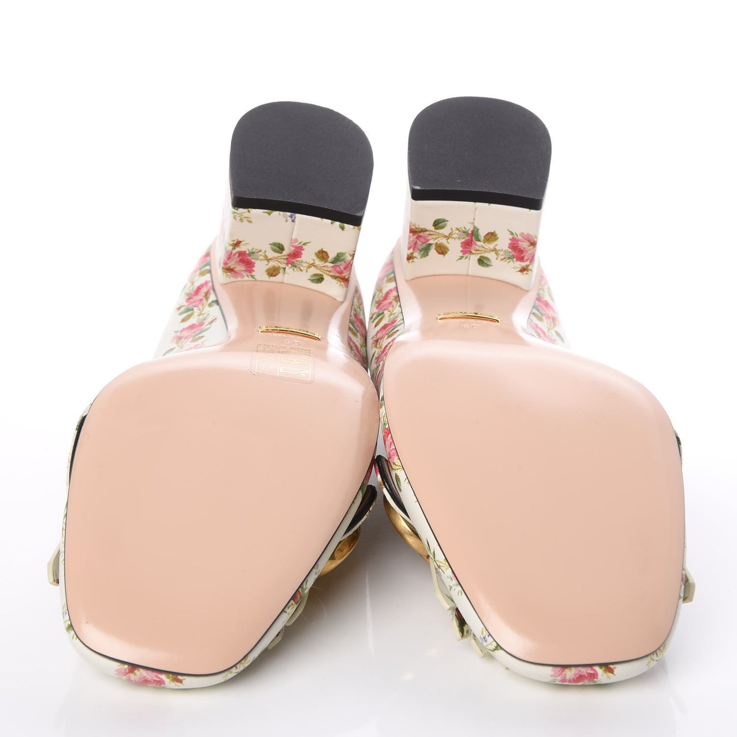 Calfskin Rose Print GG Marmont Fringe 50mm Loafer Pumps 40 Multicolor