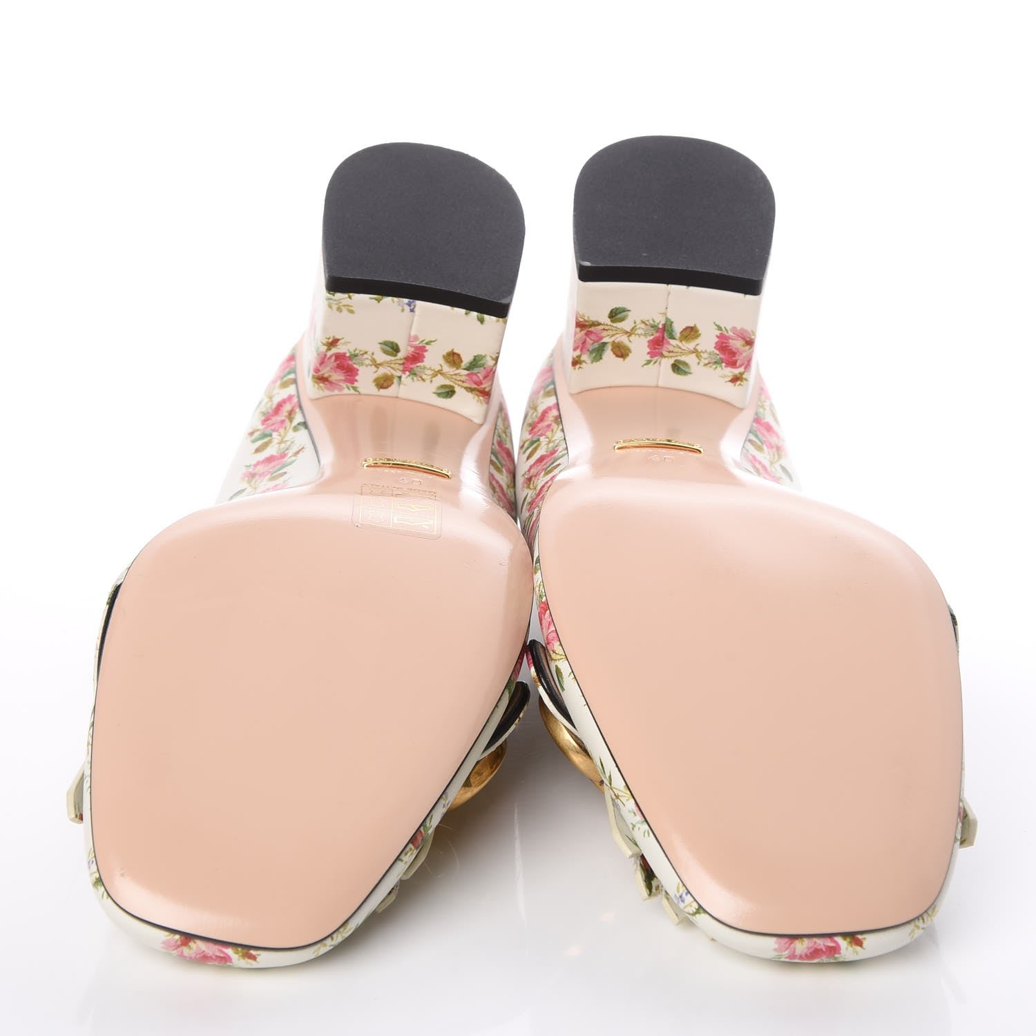 Gucci Calfskin Rose Print GG Marmont Fringe 50mm Loafer Pumps 40 Multicolor 5 of 10