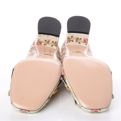 Gucci Calfskin Rose Print GG Marmont Fringe 50mm Loafer Pumps 40 Multicolor 5 of 10