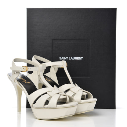 Saint Laurent Calfskin Tribute 75 Platform Sandals 38 White 10 of 10