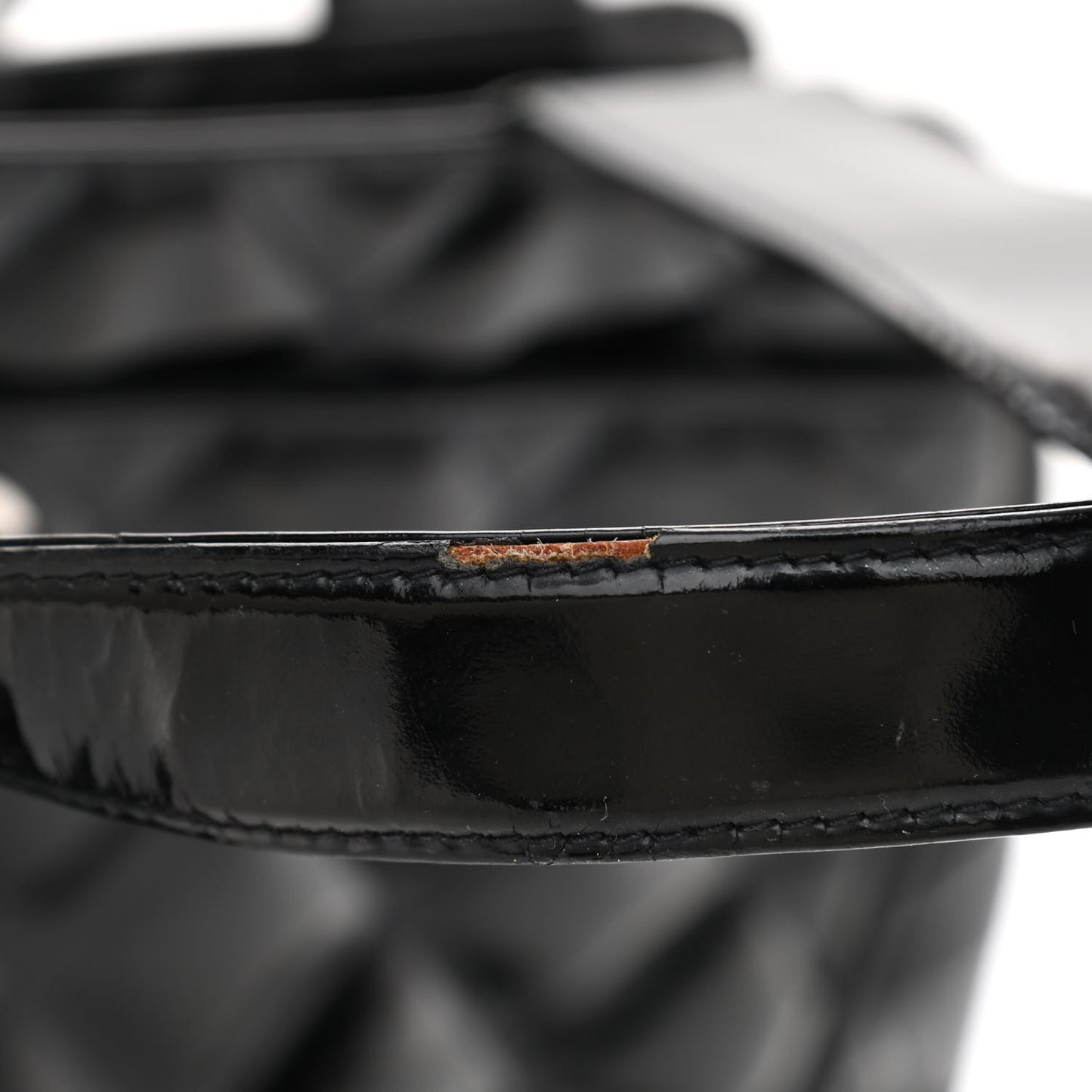 Patent Quilted Shoulder Bag Black