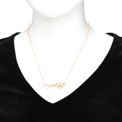 Tiffany 18K Yellow Gold Diamond Bow Pave Pendant Necklace 2 of 5
