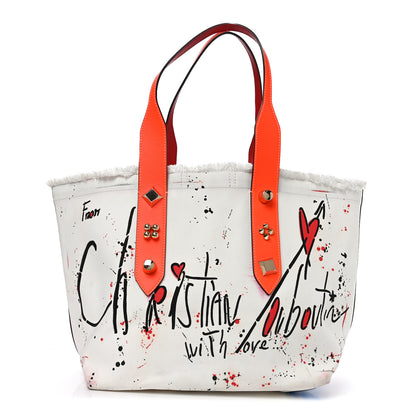 Christian Louboutin Canvas Frangibus Tote White Multicolor 1 of 10