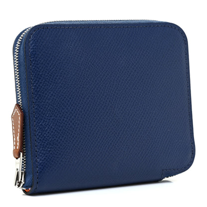 Hermes Epsom Silk'in Compact Wallet Bleu Saphir Bleu Billard Orange Poppy 3 of 12