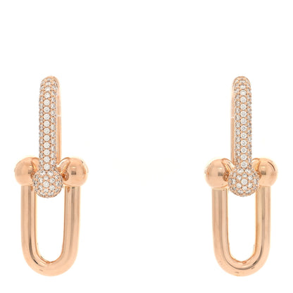 Tiffany 18K Rose Gold Diamond HardWear Link Earrings 1 of 5