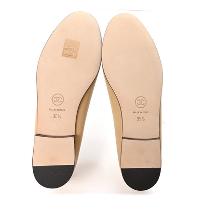 Chanel Lambskin Cap Toe CC Ballerina Flats 35.5 Beige Black 6 of 10