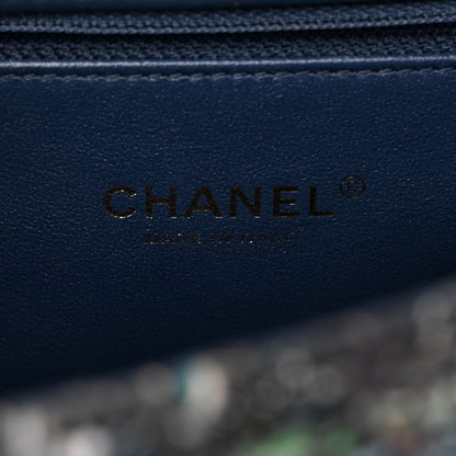 Chanel Tweed Snakeskin Quilted Medium CC Filigree Flap Blue Multicolor 6 of 12