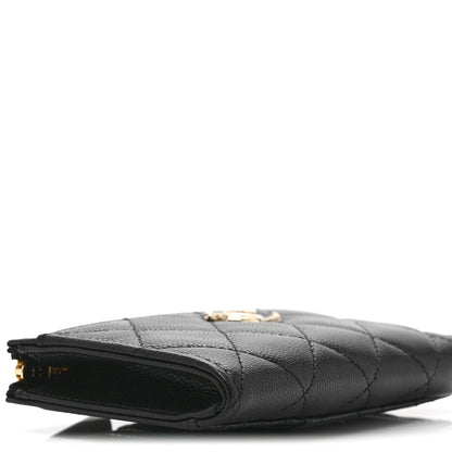 Chanel Caviar Quilted Crystal CC Zip Around Card Holder Black 8 of 9