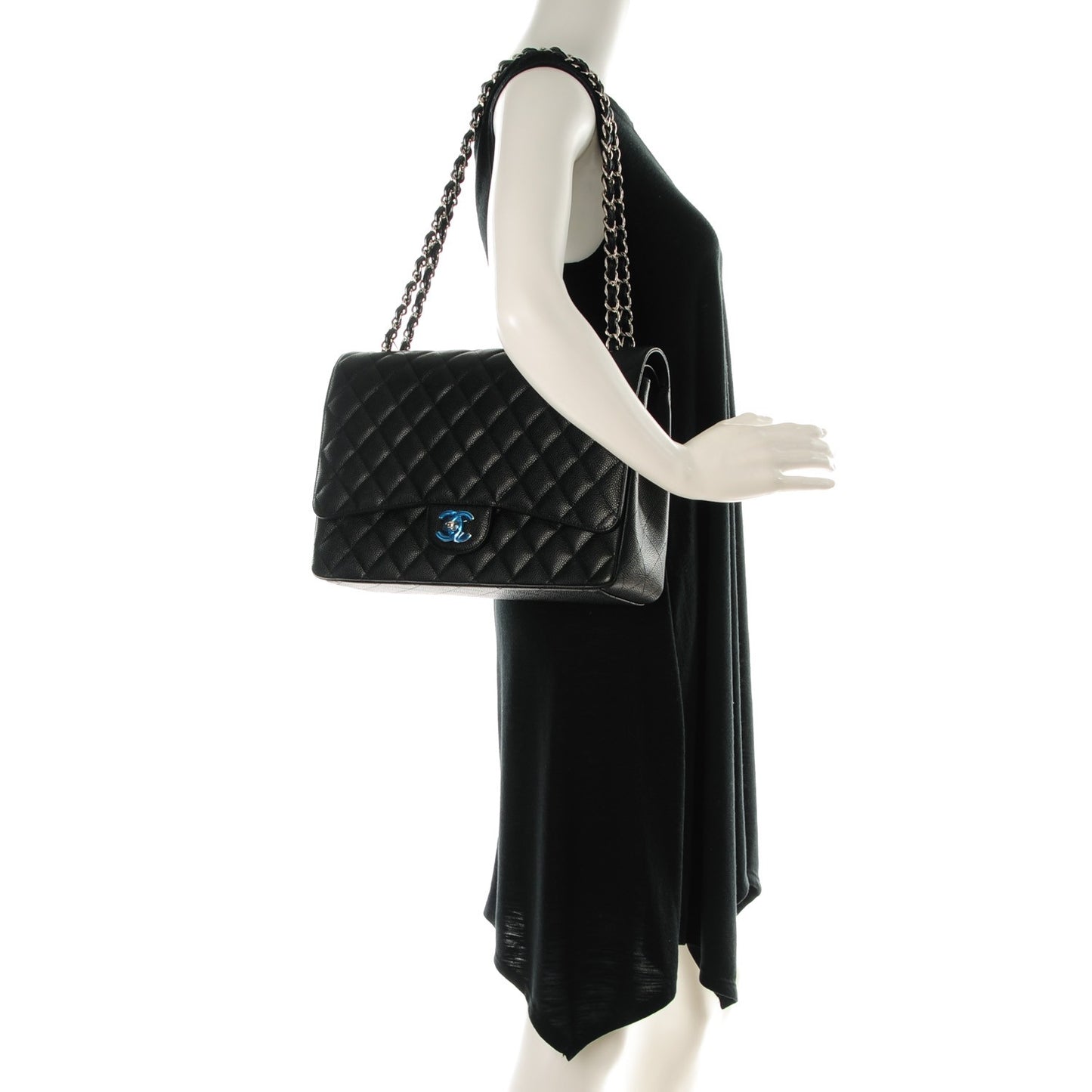 Caviar Quilted Maxi Double Flap Black