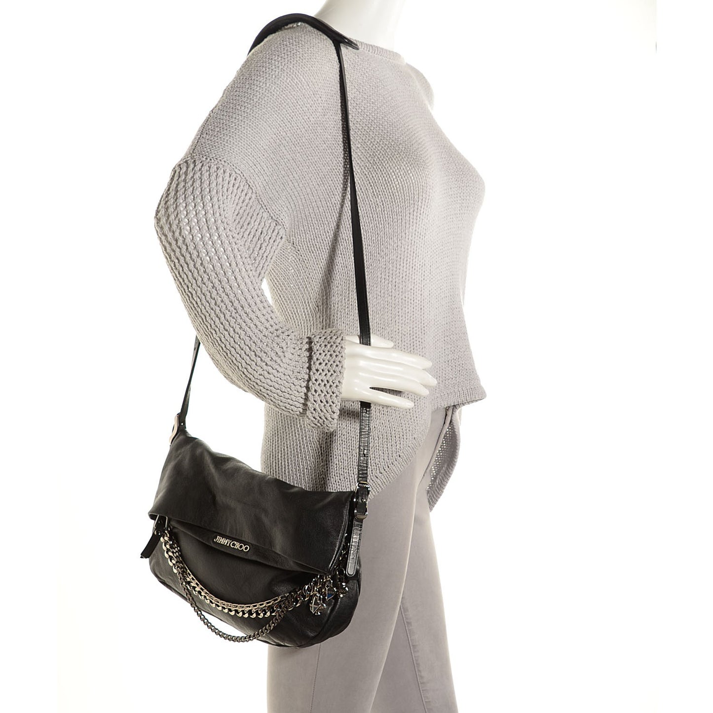 Soft Vachetta Small Biker Saddle Chain Satchel Black