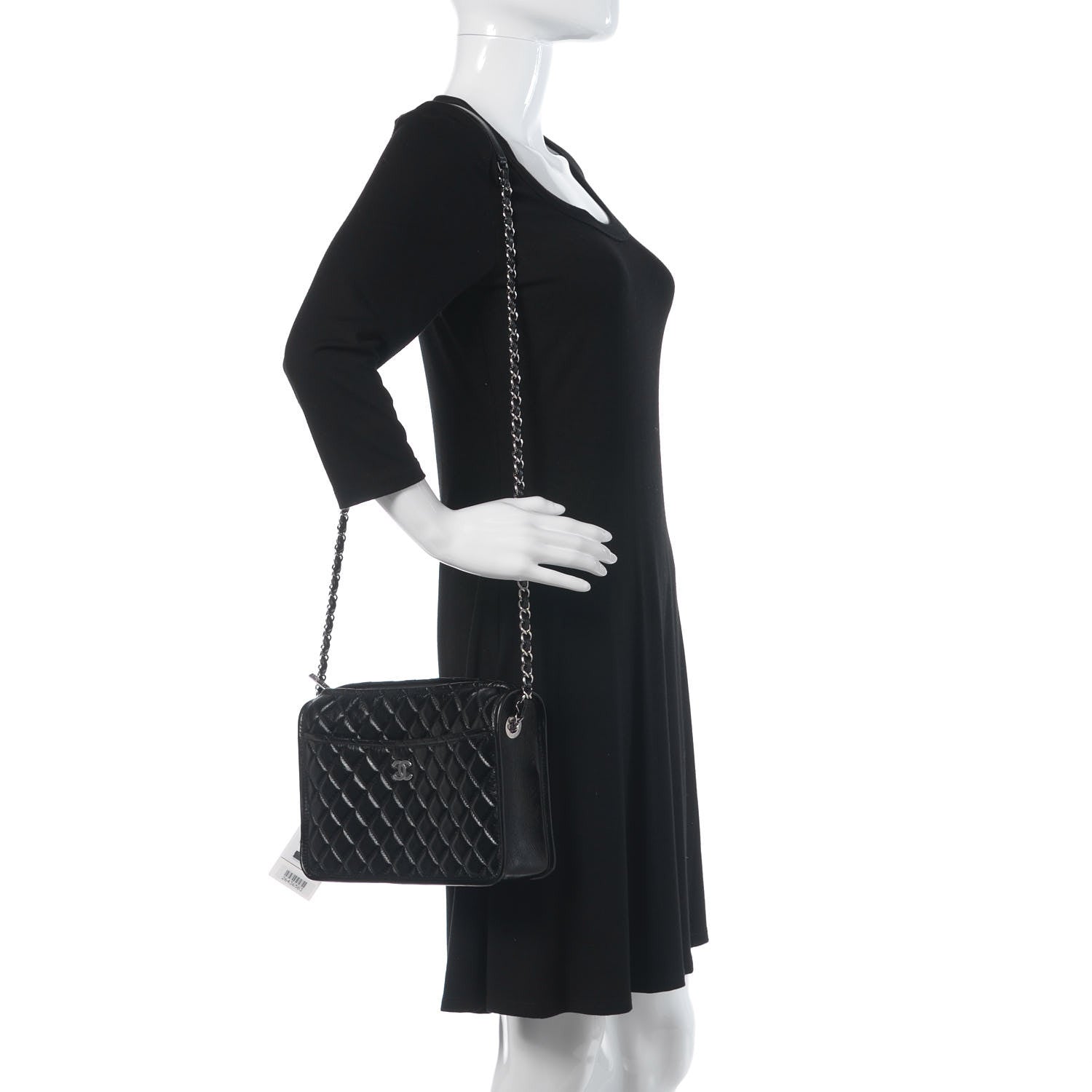 Chanel Aged Calfskin Quilted Large Working Vibe Camera Case Black 2 of 11