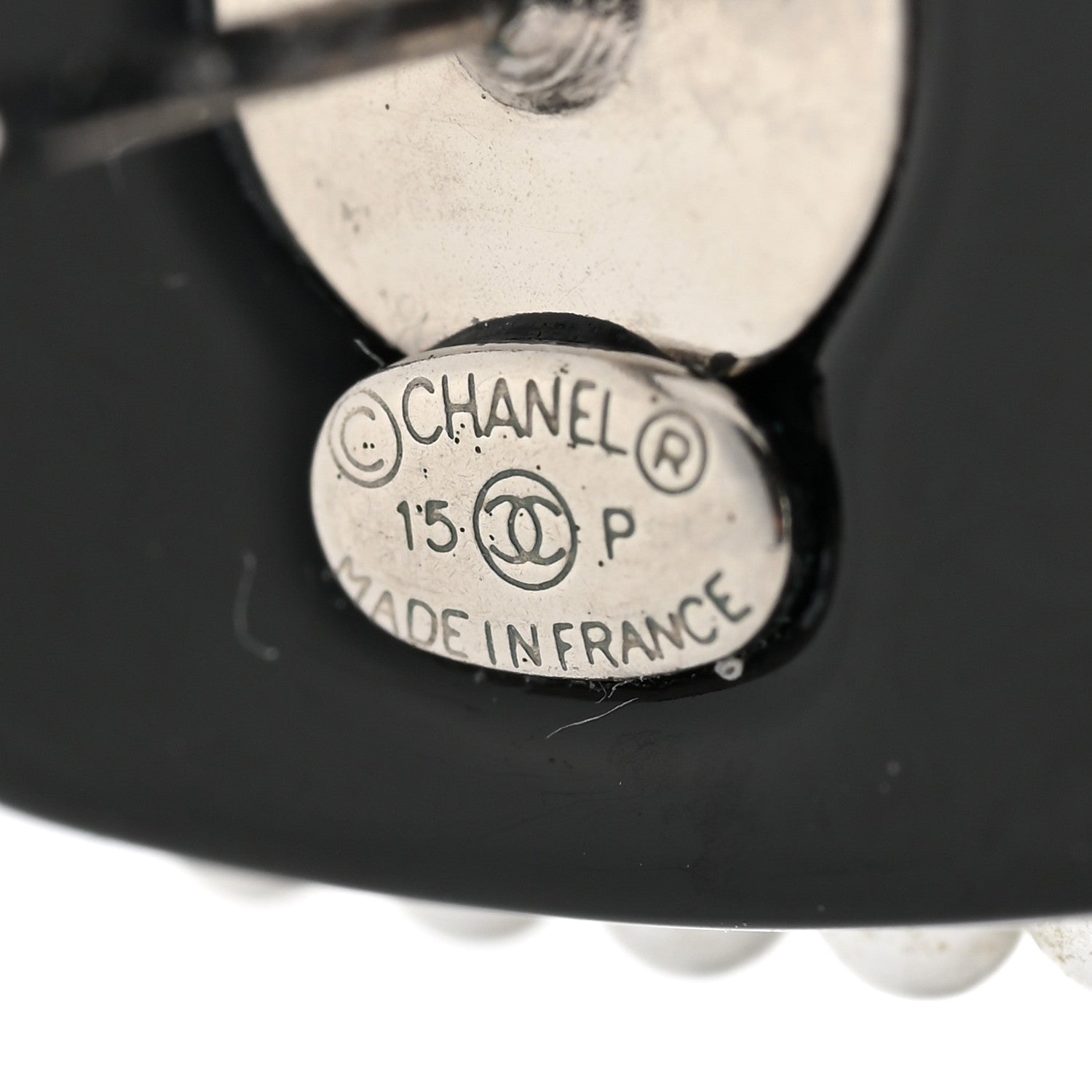 Chanel Resin Pearl Square CC Earrings Black 4 of 4
