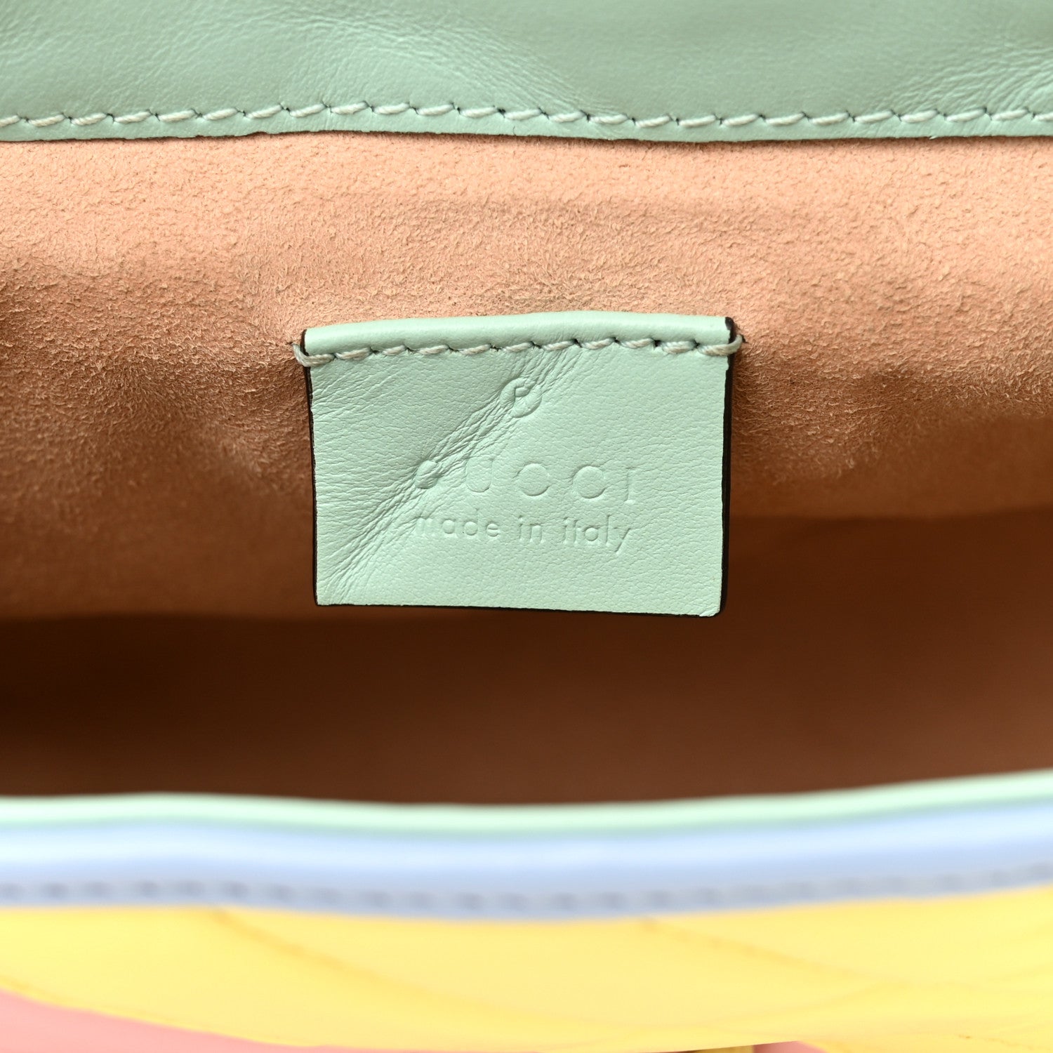 Gucci Calfskin Matelasse Diagonal Mini GG Marmont Top Handle Shoulder Bag Multicolor Pastel 6 of 12