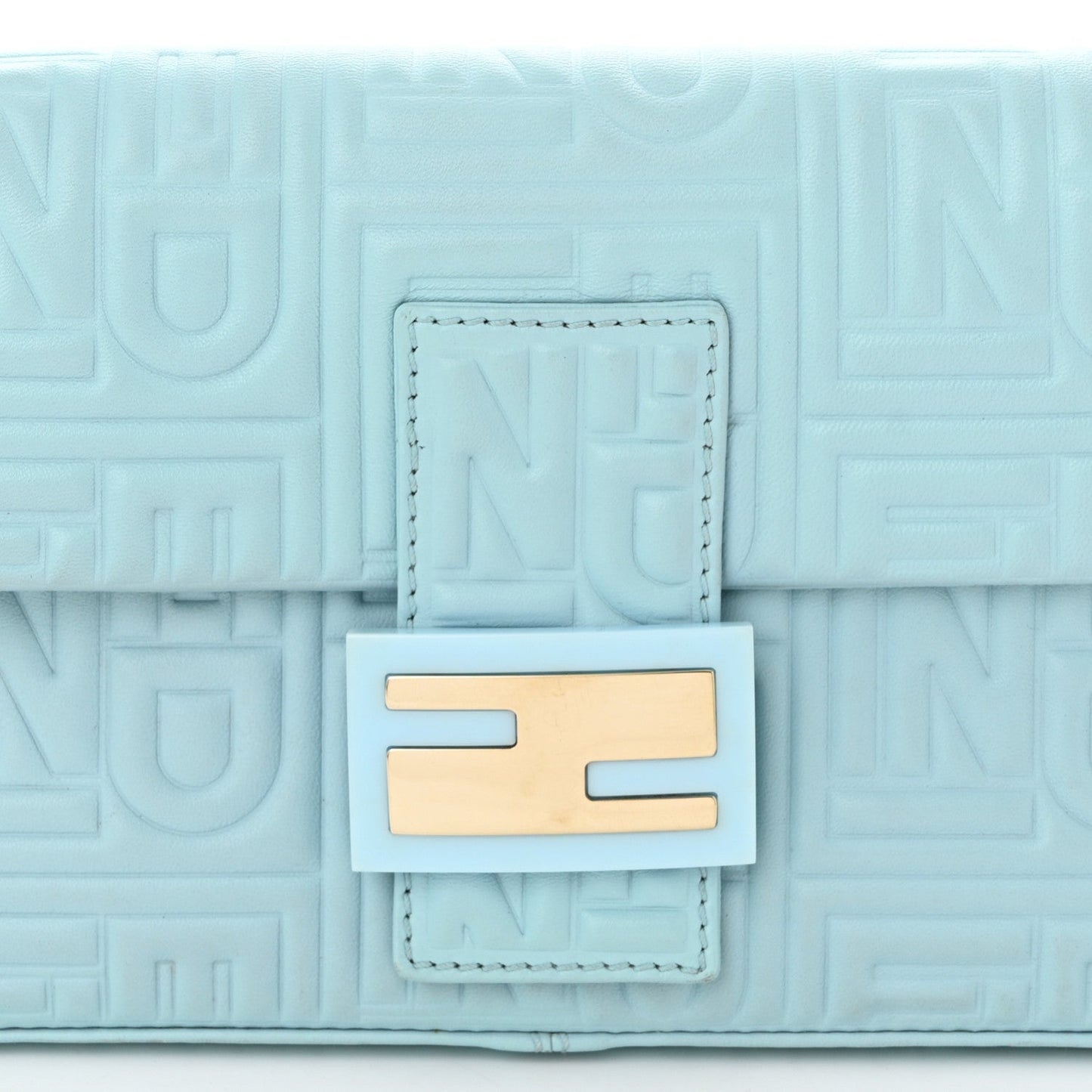 Nappa Logo Embossed Baguette Blue