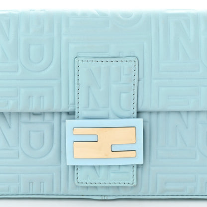 Fendi Nappa Logo Embossed Baguette Blue 8 of 11