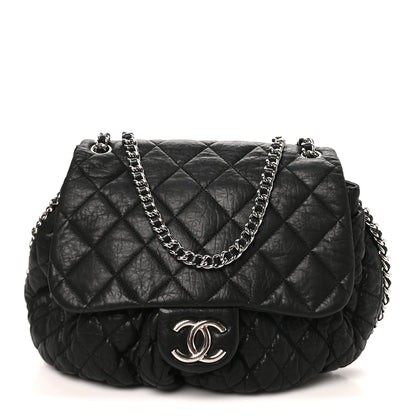 Chanel Washed Lambskin Quilted Large Chain Around Messenger Black 1 of 10