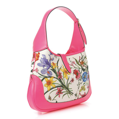 Gucci Canvas Flora Medium Jackie Hobo Fuchsia 3 of 10