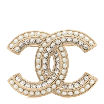 Chanel Pearl Crystal Queen of France CC Brooch Gold 1 of 4