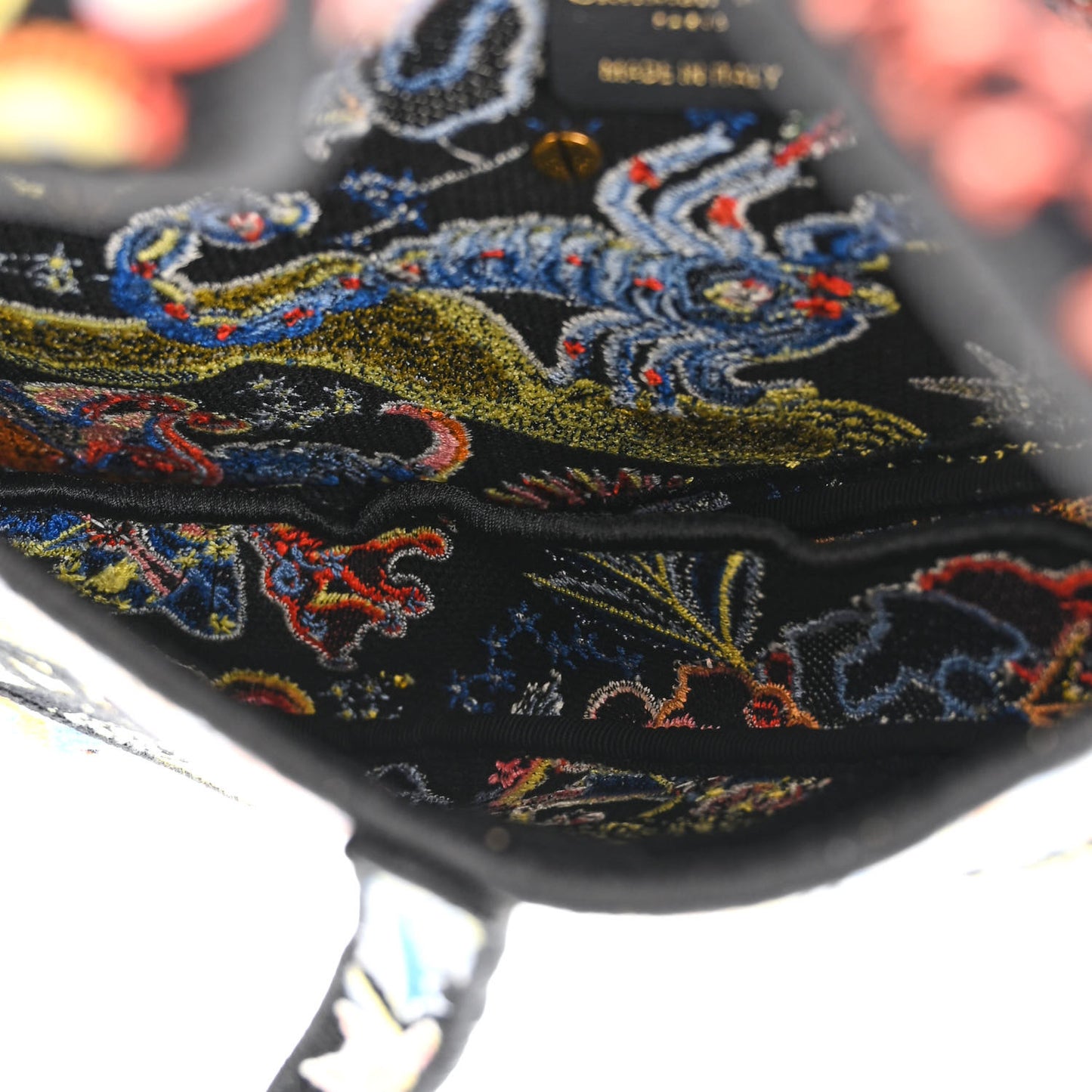 Canvas Embroidered Zodiac Fantastico Saddle Bag Black Multicolor