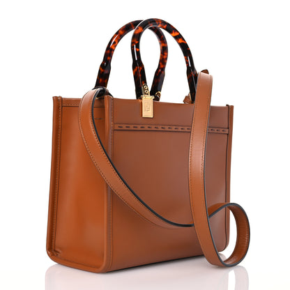 Fendi Vitello King Plexiglass Logo Embossed Small Fendi Sunshine Shopper Tote Cuoio 3 of 11